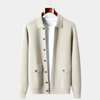 Herren-Cardigan mit Hemdkragen und Knopfverschluss