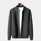 Herren-Cardigan mit Hemdkragen und Knopfverschluss