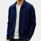Herren-Cardigan mit Reißverschluss und Hemdkragen