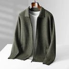 Herren-Cardigan mit Reißverschluss und Hemdkragen