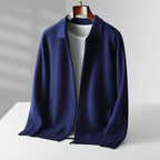 Herren-Cardigan mit Reißverschluss und Hemdkragen