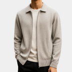 Herren-Cardigan mit Reißverschluss und Hemdkragen