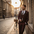 Herren-Dreiteiler mit klassischem Revers und Kontrastbesatz