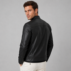 Herren Kunstlederjacke Slim Fit im Racer-Stil – Bikerjacke in Lederoptik mit Stehkragen