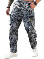 Herren Cargo-Hose mit Pixelmuster, elastischem Bund und Cargotaschen