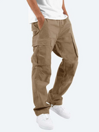 Herren Cargo-Hose mit geradem Schnitt, Cargotaschen und Kordelzug