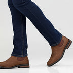Herren Chelsea-Stiefeletten aus Kunstleder mit elastischem Einstieg und Blockabsatz