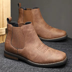 Herren Chelsea-Stiefeletten aus Kunstleder mit elastischem Einstieg und Blockabsatz