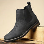Herren Chelsea-Stiefeletten aus Kunstleder mit elastischem Einstieg und Blockabsatz
