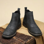 Herren Chelsea-Stiefeletten aus Kunstleder mit elastischem Einstieg und Blockabsatz