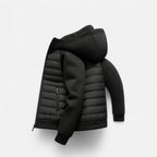 Herren Hybrid Steppjacke mit Kapuze und Sweatärmeln – sportliche Übergangsjacke
