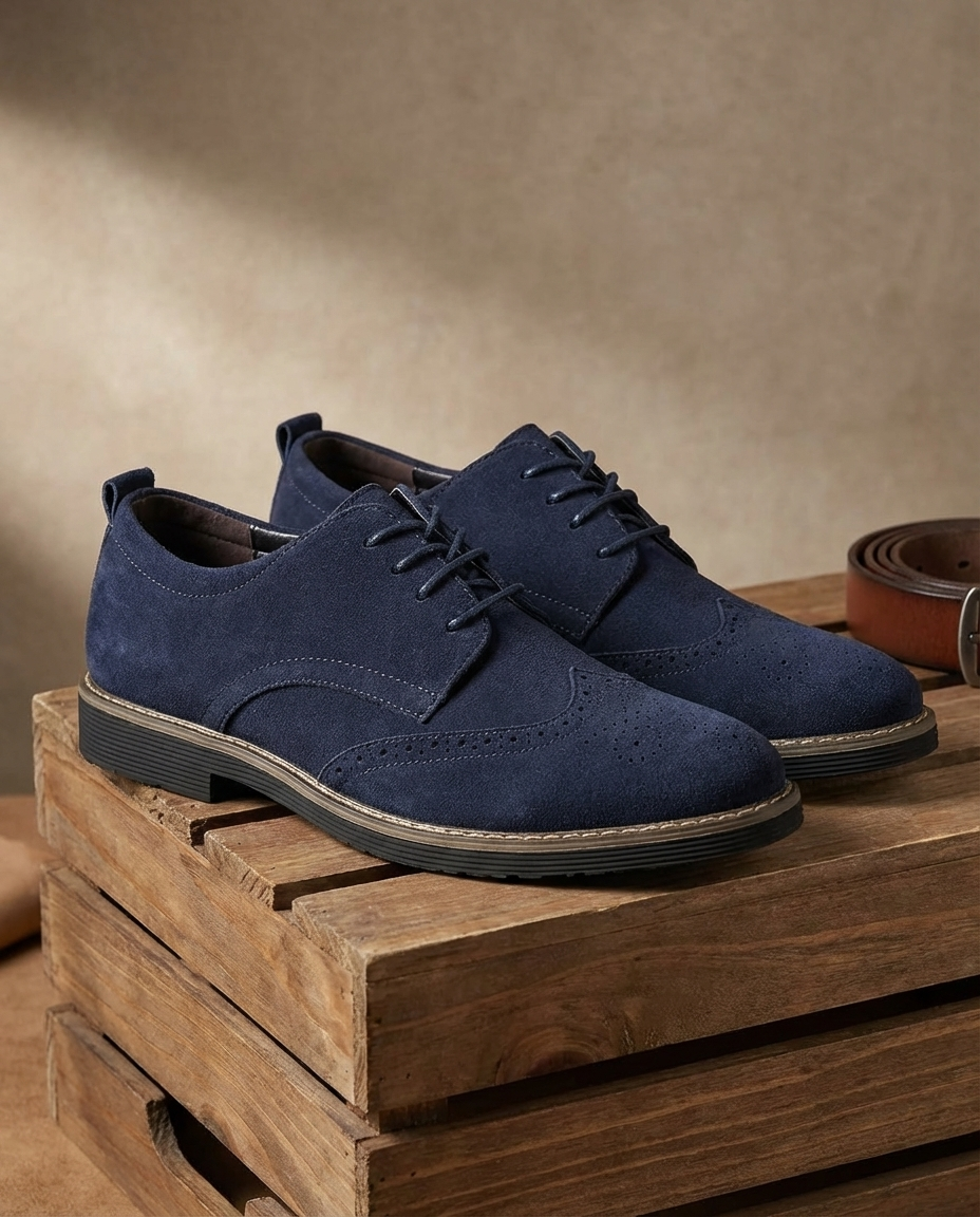 Herren Derby-Schuhe mit Perforation und Schnürverschluss