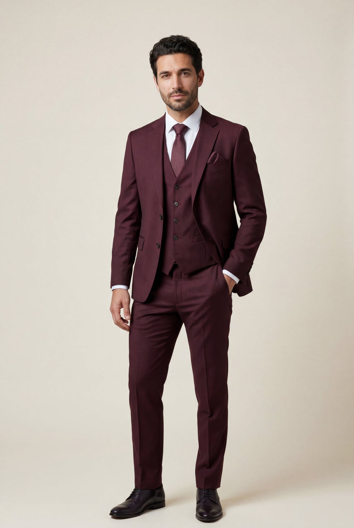 Herren Dreiteiliger Anzug mit Reverskragen – Slim Fit für Hochzeiten, Business & formelle Anlässe