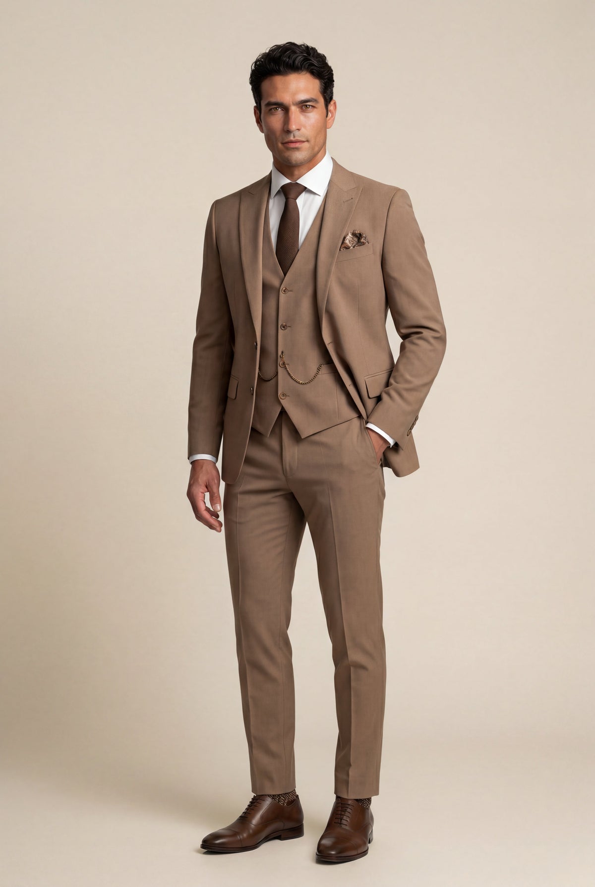 Herren Dreiteiliger Anzug mit Reverskragen – Slim Fit für Hochzeiten, Business & formelle Anlässe