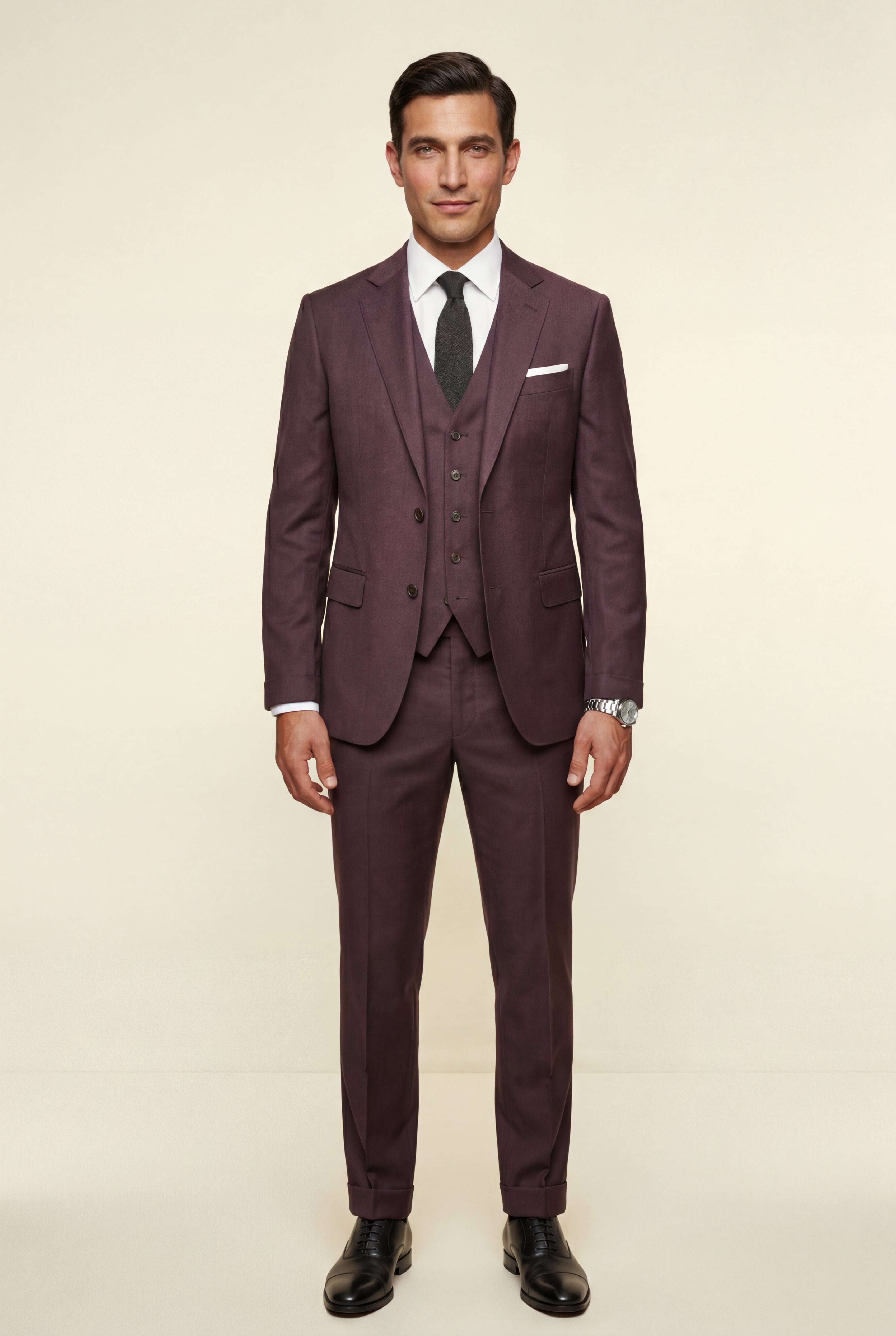 Herren Dreiteiliger Anzug mit Reverskragen – Slim Fit für Hochzeiten, Business & formelle Anlässe