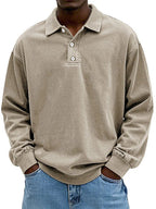 Herren Polo Sweatshirt Oversize im Vintage Washed Look