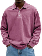 Herren Polo Sweatshirt Oversize im Vintage Washed Look