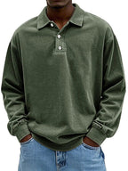 Herren Polo Sweatshirt Oversize im Vintage Washed Look