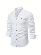 Herren Freizeithemd mit Stehkragen – Slim Fit Hemd mit Kontrastdetails