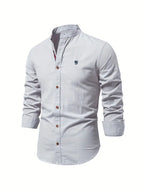 Herren Freizeithemd mit Stehkragen – Slim Fit Hemd mit Kontrastdetails