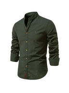 Herren Freizeithemd mit Stehkragen – Slim Fit Hemd mit Kontrastdetails