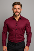 Herren Langarmhemd Slim Fit tailliert mit Brusttasche – Business & Freizeithemd