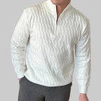 Herren Halbzip-Pullover mit Stehkragen und strukturierter Strickoptik