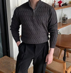 Herren Halbzip-Pullover mit Stehkragen und strukturierter Strickoptik