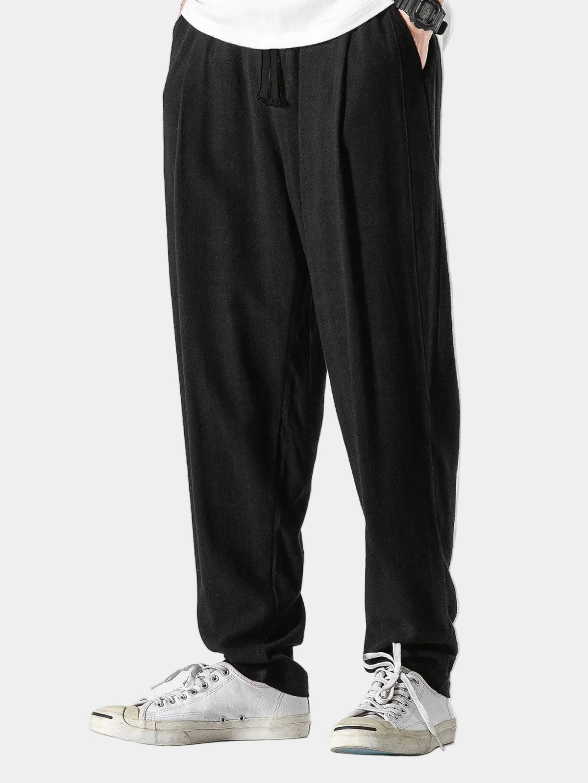 Herren Hose mit Kordelzug, elastischem Bund und weitem Schnitt