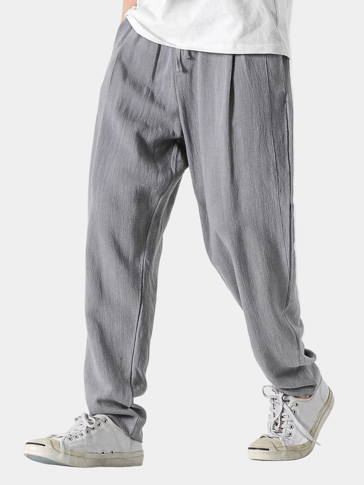 Herren Hose mit Kordelzug, elastischem Bund und weitem Schnitt