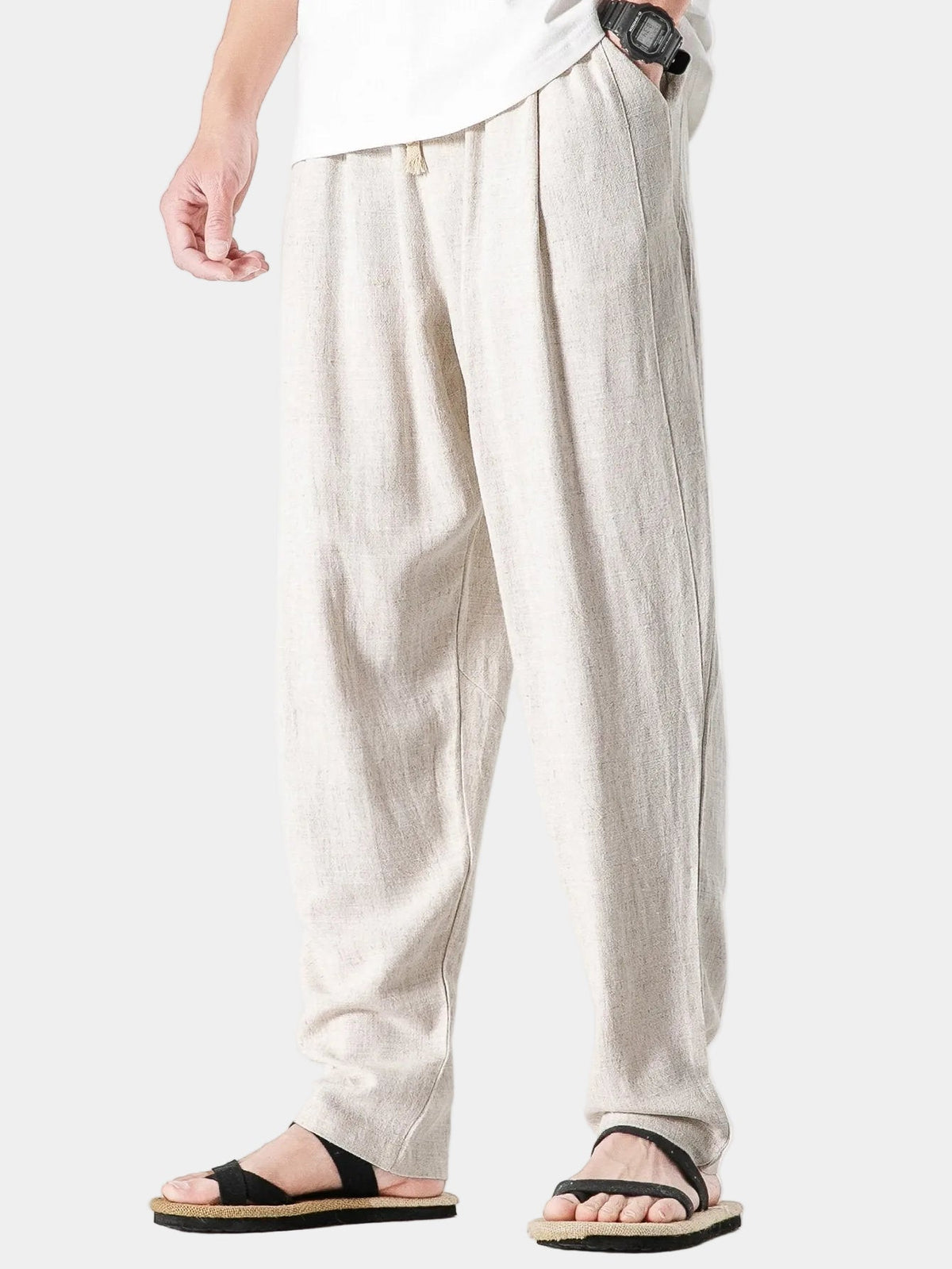 Herren Hose mit Kordelzug, elastischem Bund und weitem Schnitt
