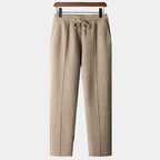 Herren Hose mit Kordelzug, geradem Schnitt und markanten Bundfalten