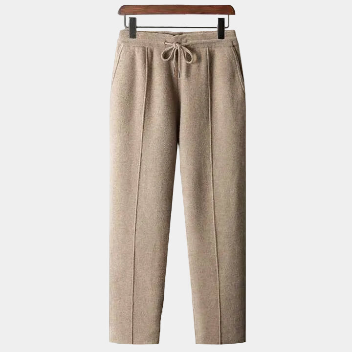 Herren Hose mit Kordelzug, geradem Schnitt und markanten Bundfalten