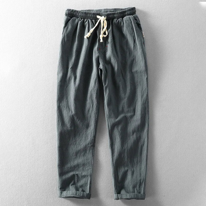 Herren Hose mit elastischem Bund, Kordelzug und geradem Bein
