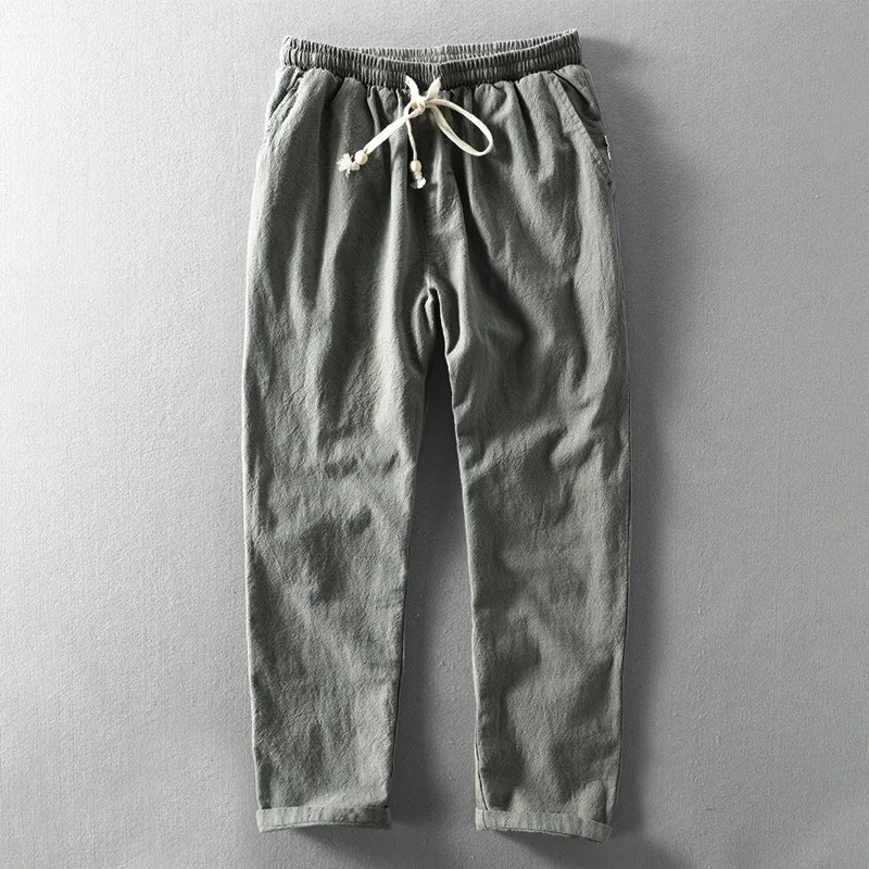 Herren Hose mit elastischem Bund, Kordelzug und geradem Bein