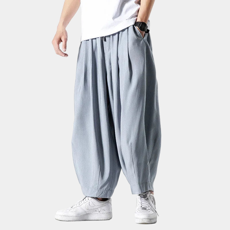 Herren Hose mit elastischem Bund, Kordelzug und weitem Schnitt