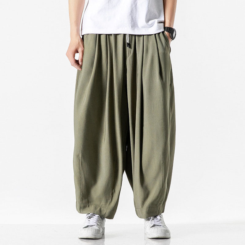 Herren Hose mit elastischem Bund, Kordelzug und weitem Schnitt