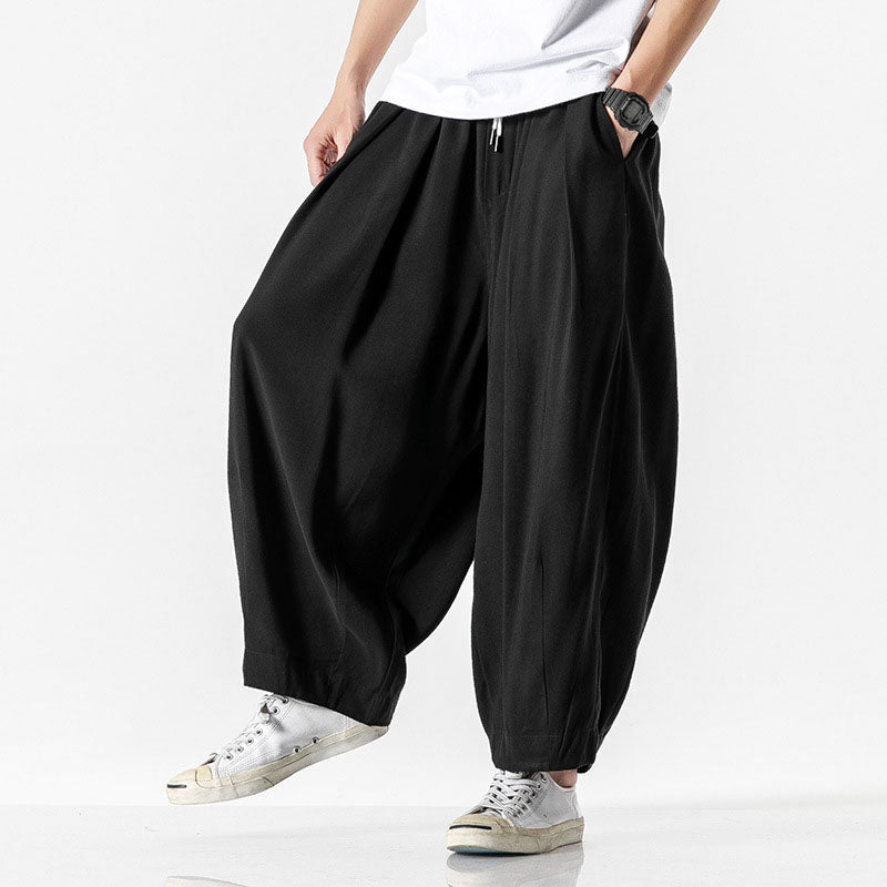 Herren Hose mit elastischem Bund, Kordelzug und weitem Schnitt