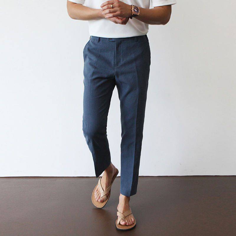 Herren Hose mit geradem Schnitt, Gürtelschlaufen und Seitentaschen