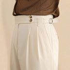 Herren Hose mit hoher Taille, Bundfalten und geradem Bein
