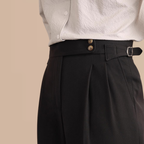 Herren Hose mit hoher Taille, Bundfalten und geradem Bein
