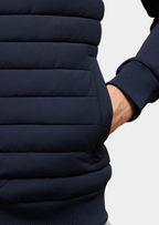 Herren Hybrid-Steppjacke mit Jersey-Ärmeln – Slim Fit Übergangsjacke mit Rippkragen, Herbst Winter