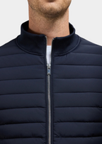 Herren Hybrid-Steppjacke mit Jersey-Ärmeln – Slim Fit Übergangsjacke mit Rippkragen, Herbst Winter