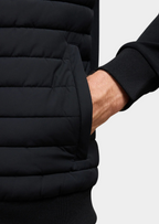 Herren Hybrid-Steppjacke mit Jersey-Ärmeln – Slim Fit Übergangsjacke mit Rippkragen, Herbst Winter