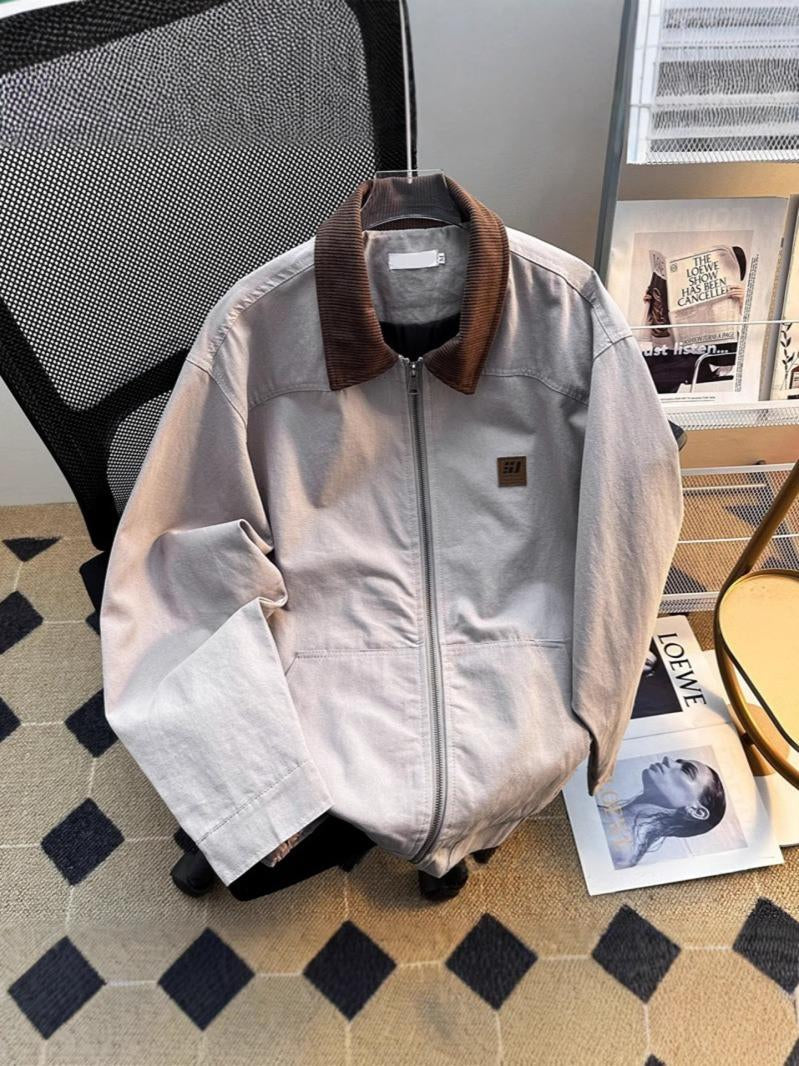 Herren Jacke mit Reißverschluss und kontrastierendem Kragen