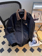 Herren Jacke mit Reißverschluss und kontrastierendem Kragen