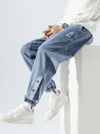 Herren Jeans mit elastischem Bund, Kordelzug und gerippten Beinabschlüssen