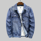 Herren Jeansjacke im klassischen Stil mit Knopfverschluss und Brusttaschen