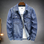 Herren Jeansjacke im klassischen Stil mit Knopfverschluss und Brusttaschen