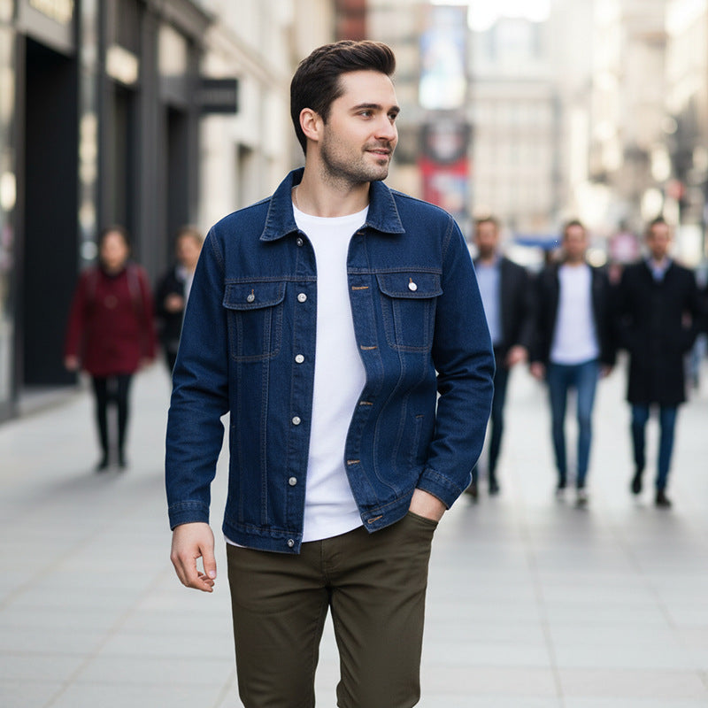 Herren Jeansjacke mit Knopfleiste und Brusttaschen
